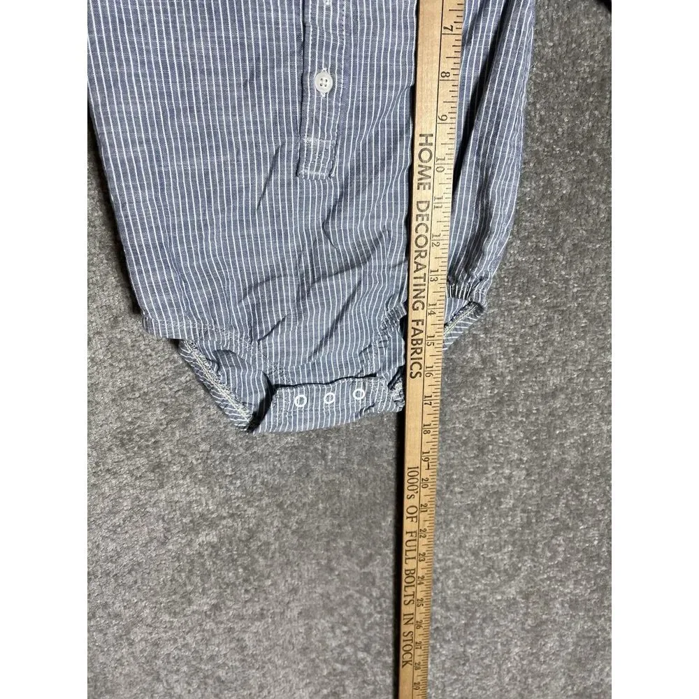Oshkosh Bgosh Chambray Striped One Piece Boys Size 18M‎ Blue Cotton Long Sleeve
